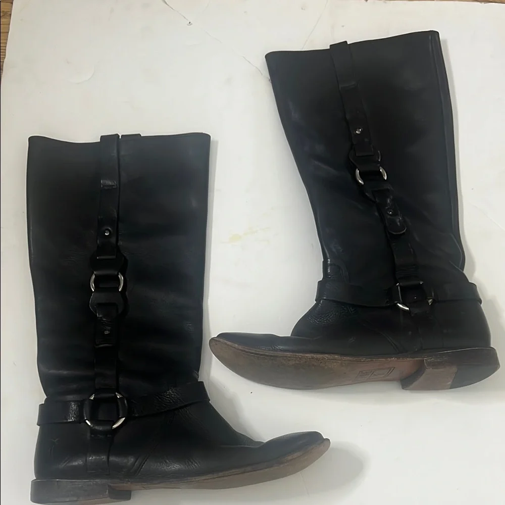 FRYE PAIGE LOOP HARNESS LEATHER BIKER WESTERN RIDING‎ BOOTS SUZE 9B 77540